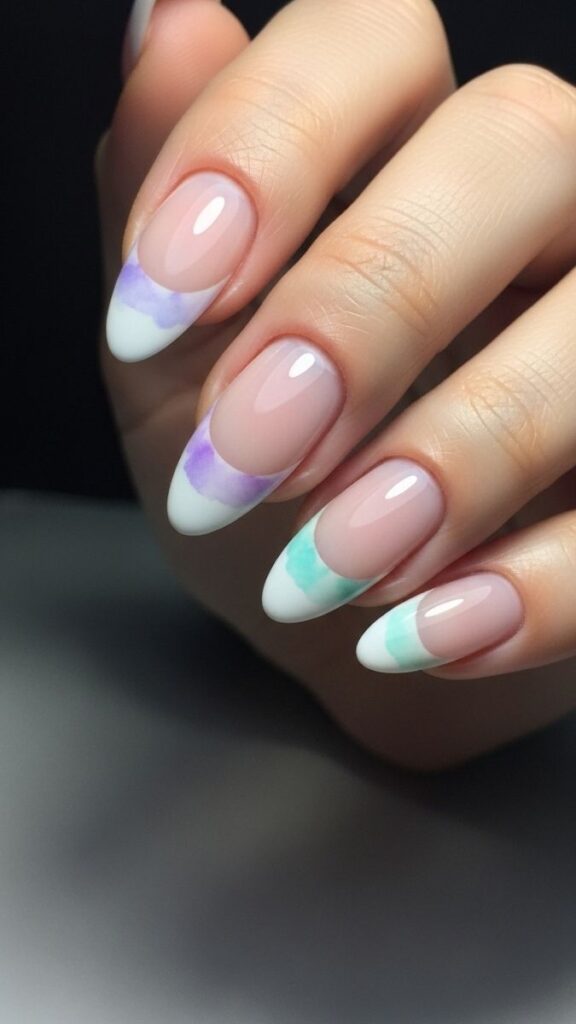 12 White French Tip Nails with Design Ideas That Look Effortlessly Expensive in 2026 13 Abstract Color Wash Over White Tips