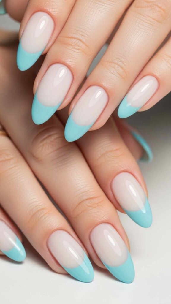 Baby Blue Tips with a Milky White Base
