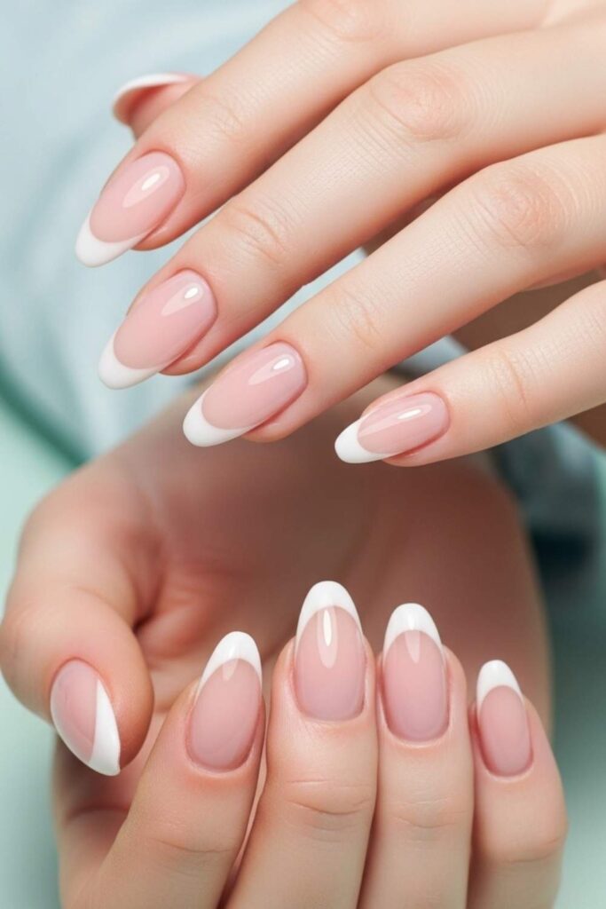 Baby Pink Tip with Reverse French Accent