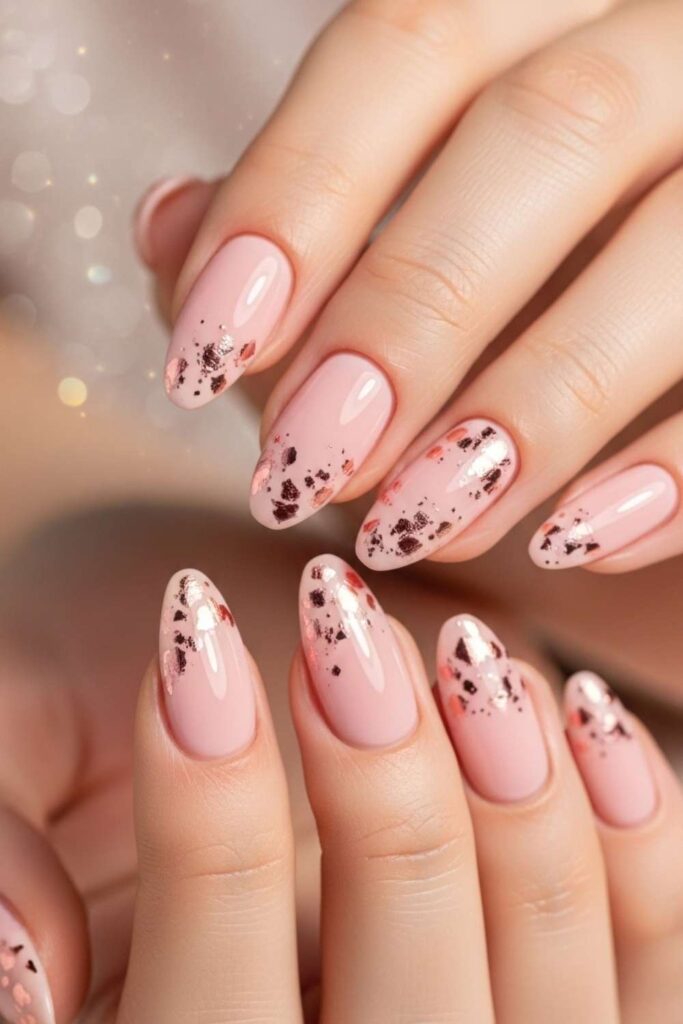 Ballet Pink Gel with Rose Gold Foil Flecks