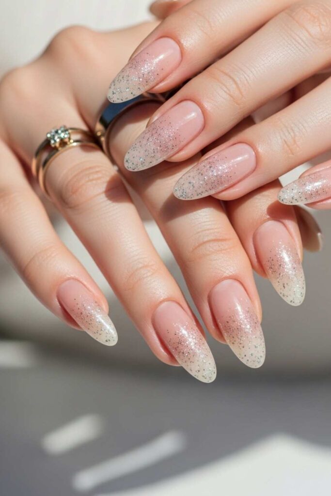 Barely-There Glitter Gradient at the Tip