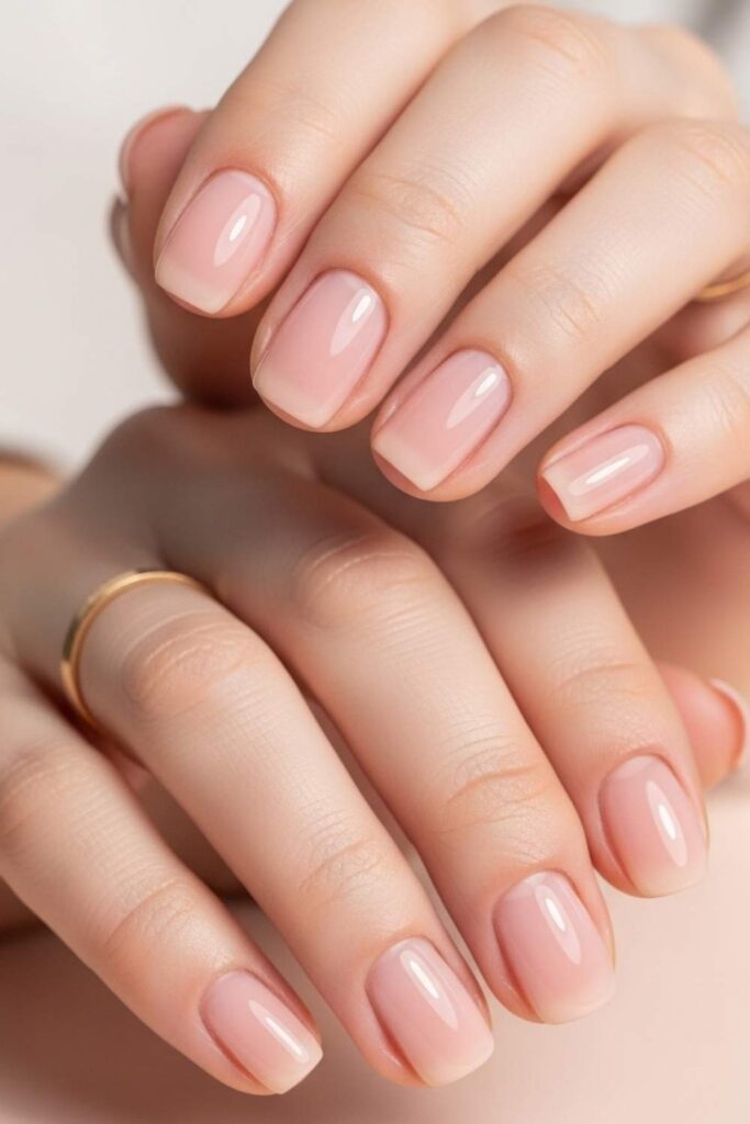 Barely-There Pink on Very Short Nails
