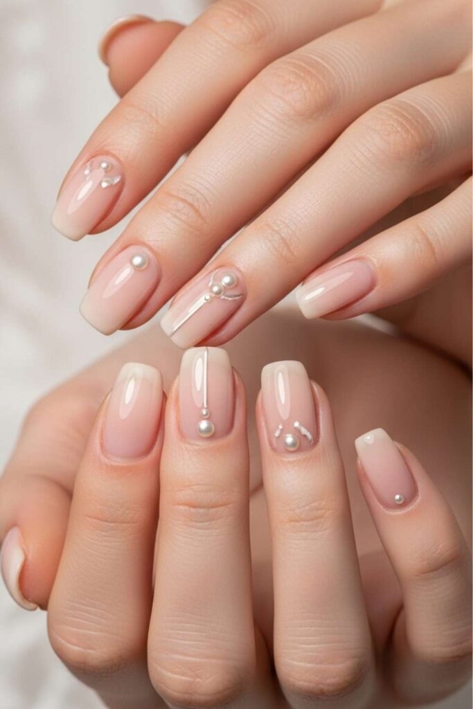 Barely-There Skin-Toned Base with Hand-Painted Pearl Accents