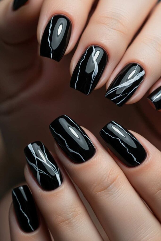 Black Base with Fine White Marble Lines