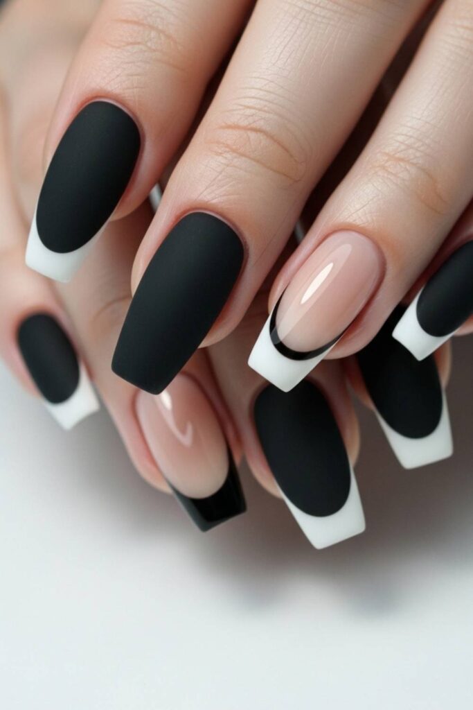 Black Tips with Barely-There Nude Base