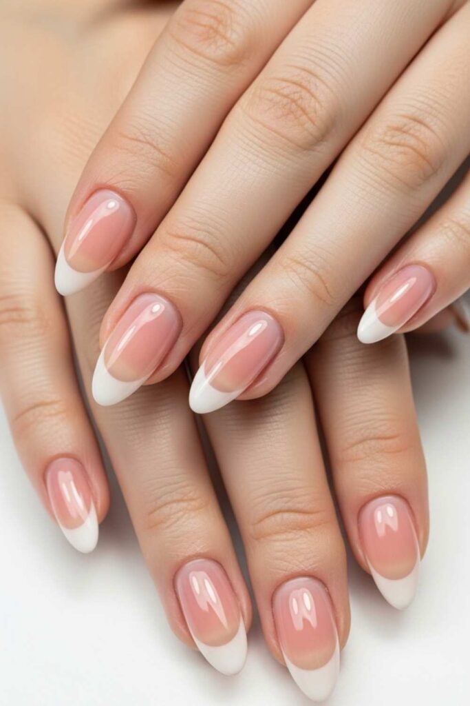 Blush Glazed Tips on a Milky Sheer Base