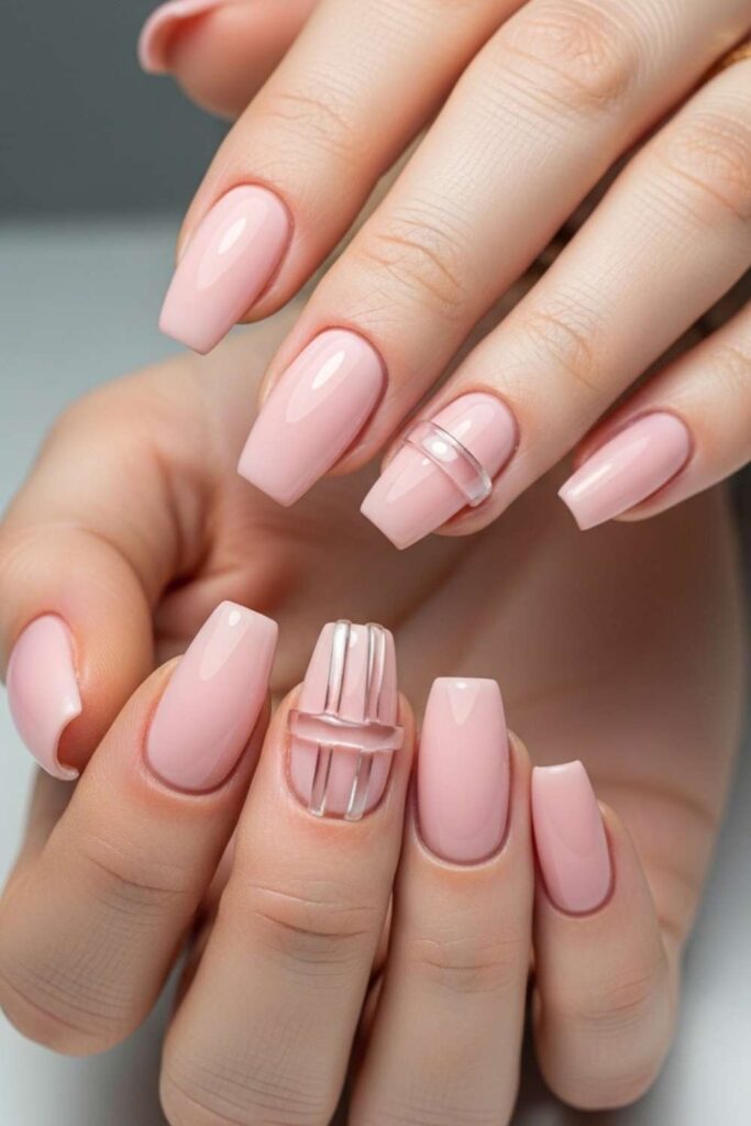 Blush Pink with Clear Rubber Band Strap Detail