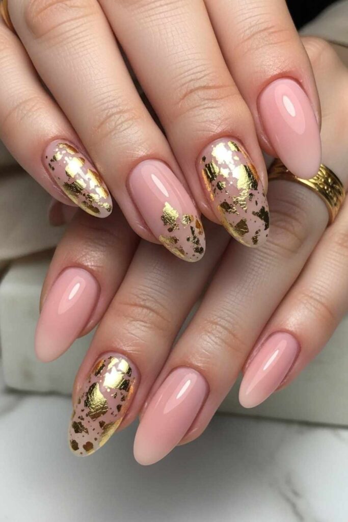 Blush Pink with Gold Leaf Flakes