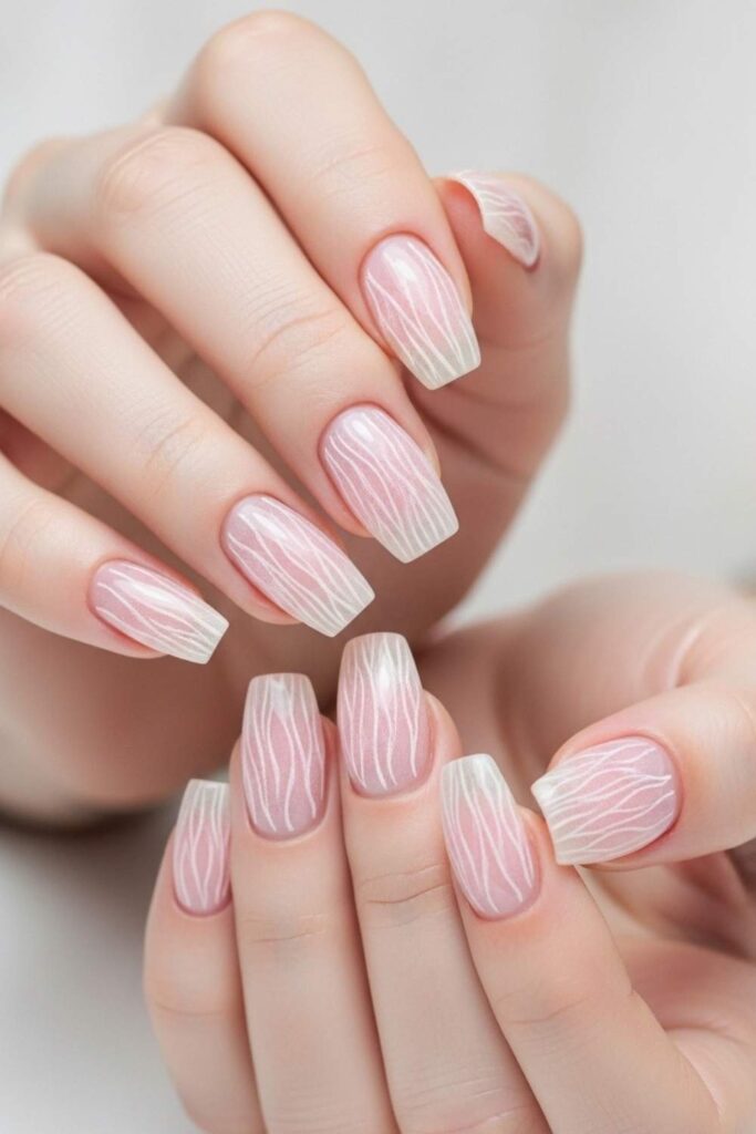 Blush Tulle-Texture Nail Effect
