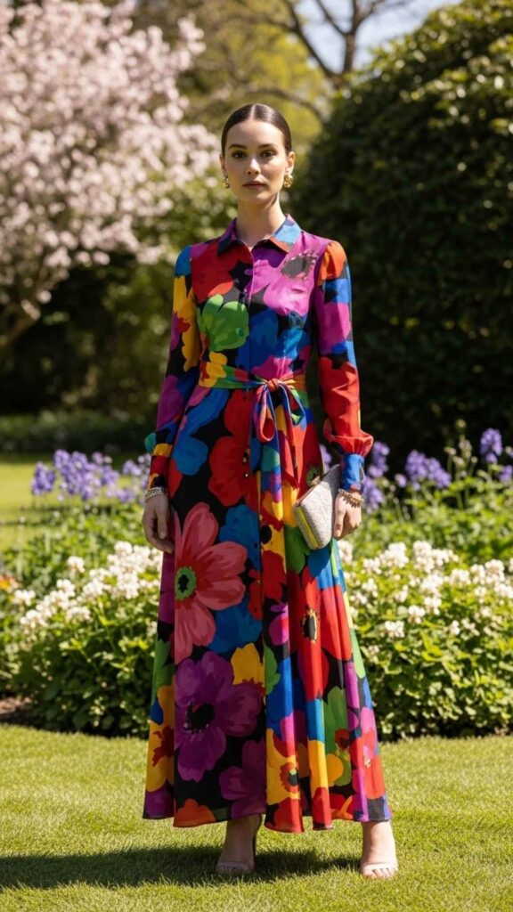 Bold Multicolor Maxi with Graphic Floral Print