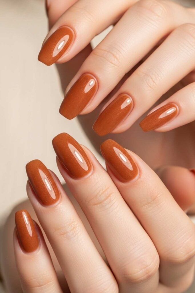 Caramel Glaze with Amber-Toned Shimmer