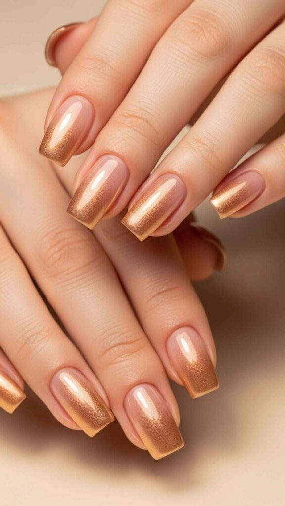 Champagne Gold Ombre on Square Nails