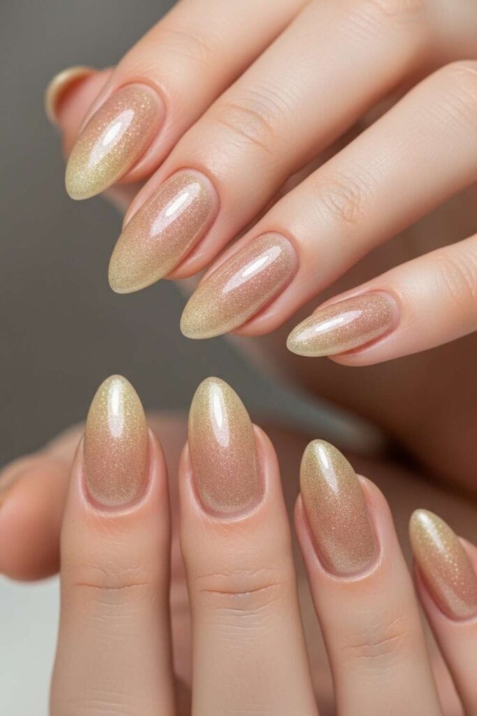 Champagne Shimmer That Catches Light Naturally