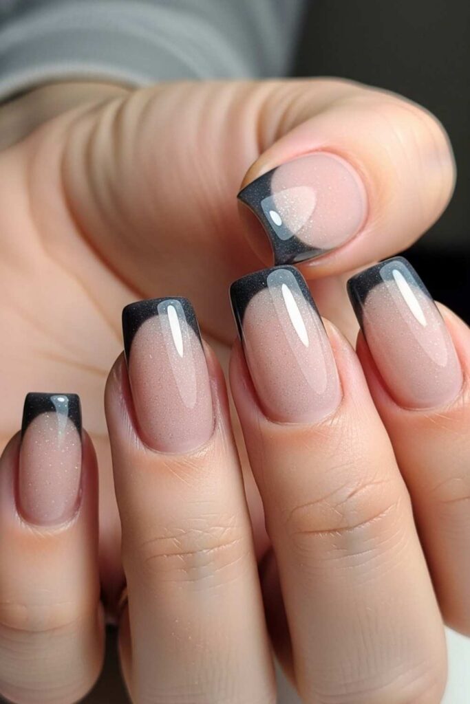 Charcoal Gray Tips with Subtle Shimmer Base