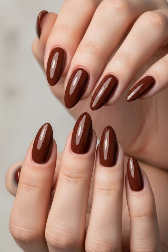 Chocolate Brown Almond Nails