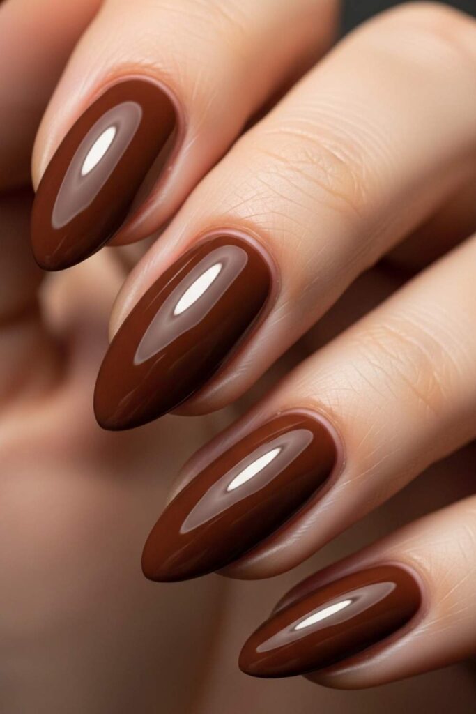 Chocolate Brown Almond with a Glossy Topcoat