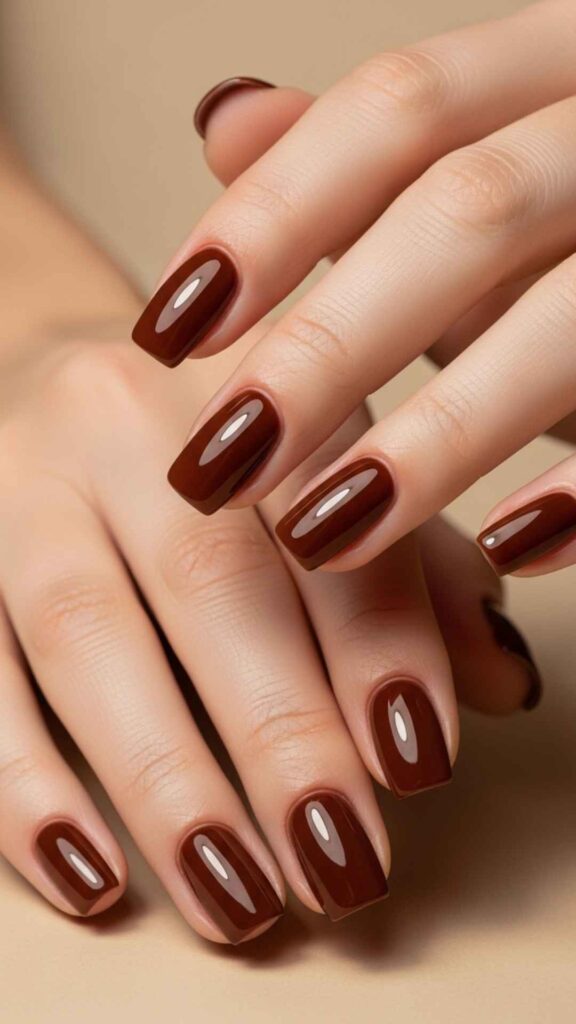 Chocolate Brown Short Square with Glossy Finish