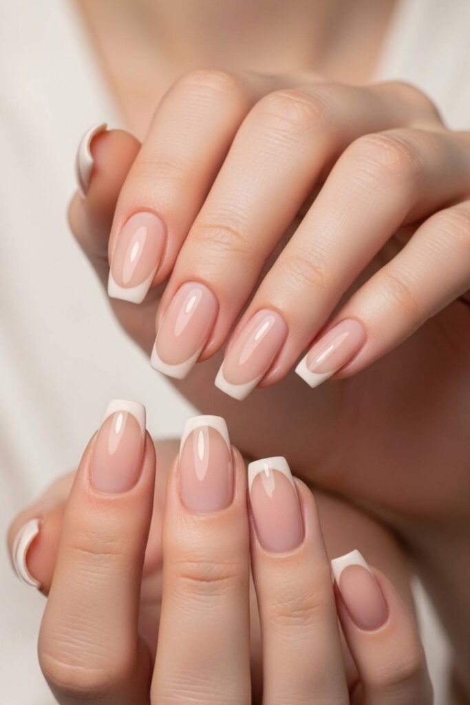 Classic French Tips Redrawn in Soft Beige