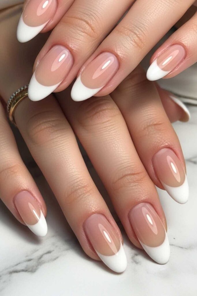 Classic French Tips with a Twist Soft Champagne Base