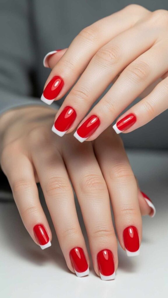 Classic Red with a White Tip Reverse French