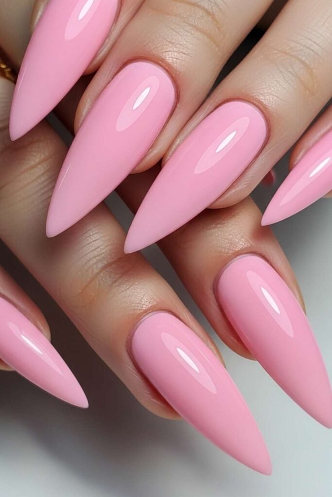 Clean Candy Pink on Stiletto Tips