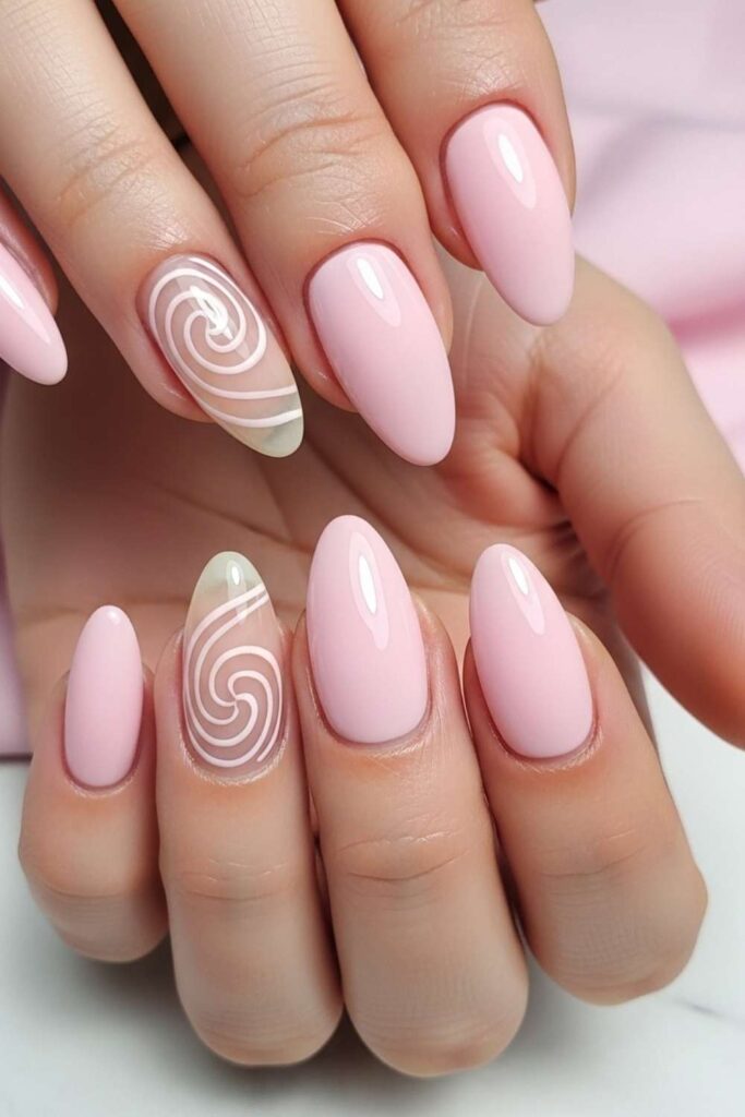Cotton Candy Pink with Negative Space Swirl