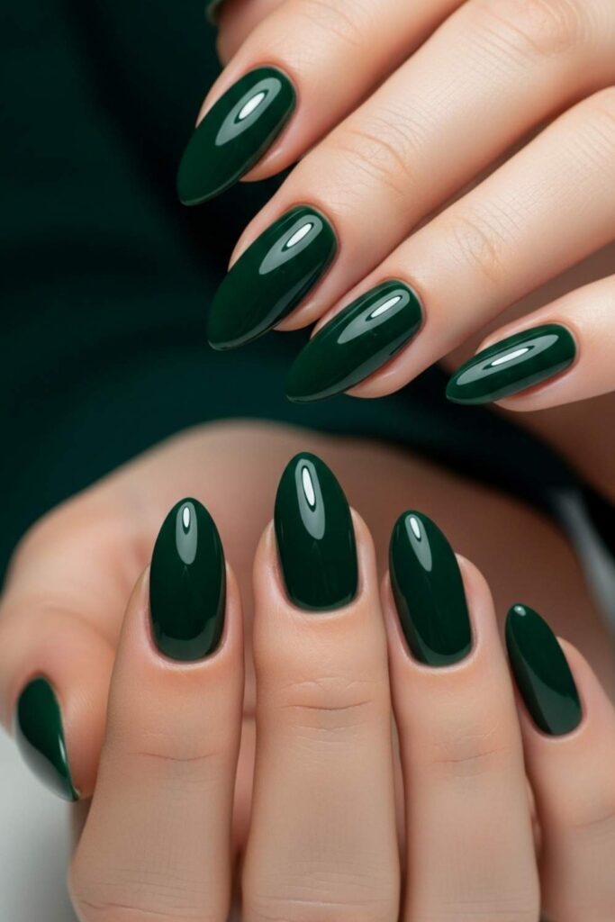 Deep Forest Green with a Glossy Gel Effect