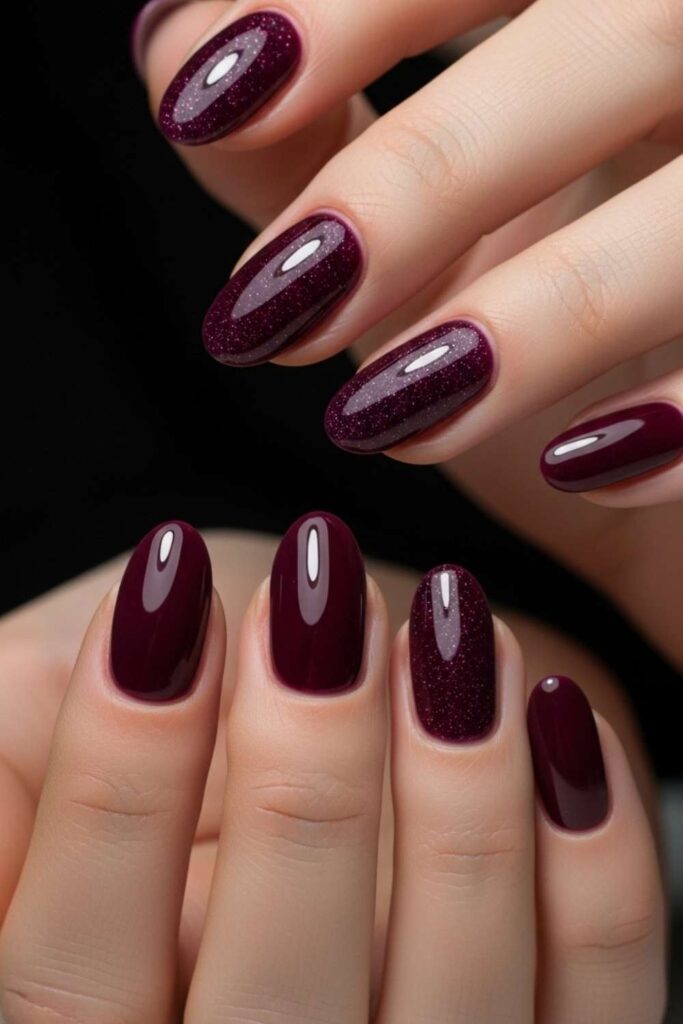 Deep Plum Oval with a Hidden Glitter Interior