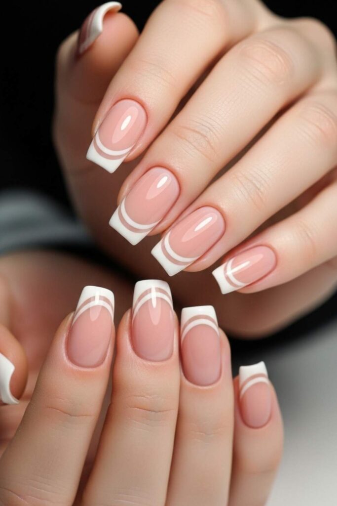 Double French in Nude and White