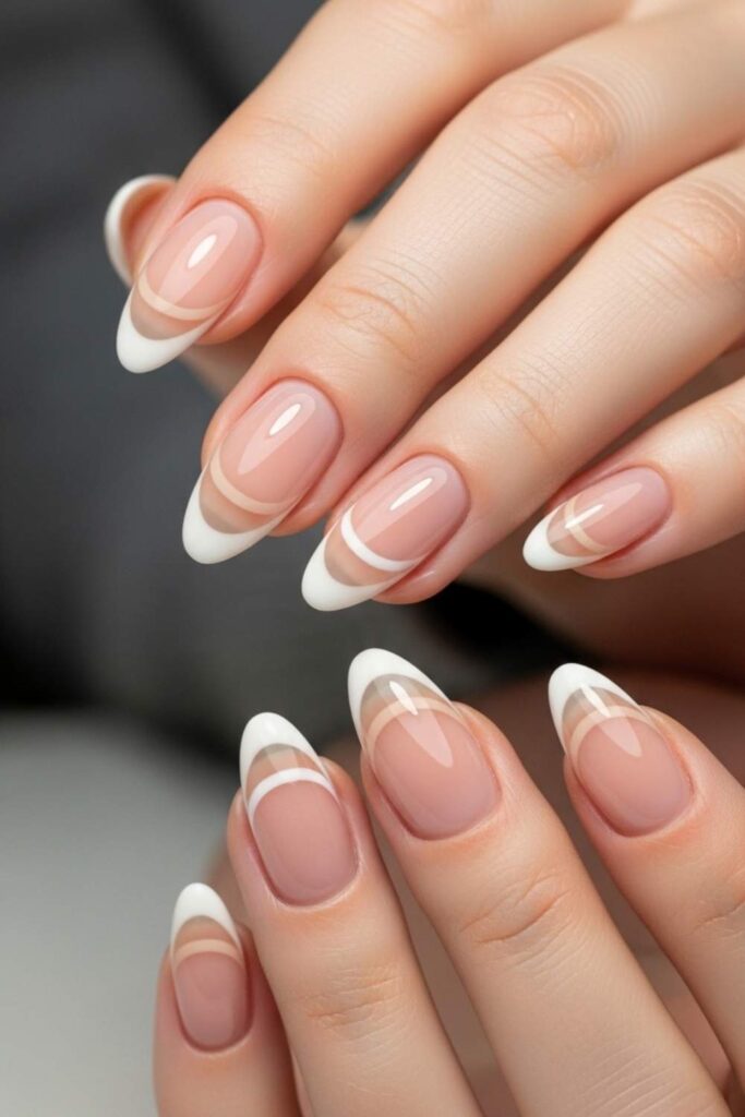 Double French Tips in Contrasting Neutrals