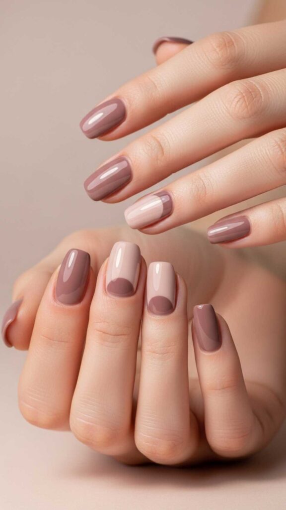 Dusty Mauve with Negative Space Half Moon