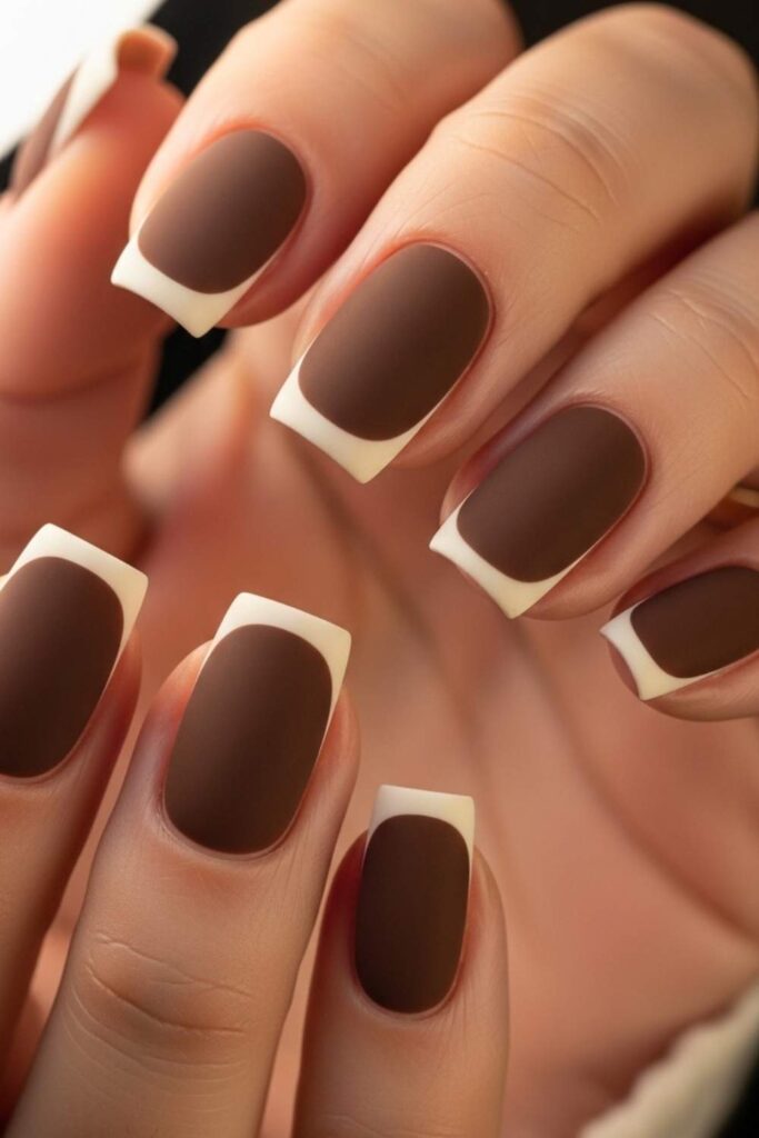 Espresso Brown with Cream French Tip