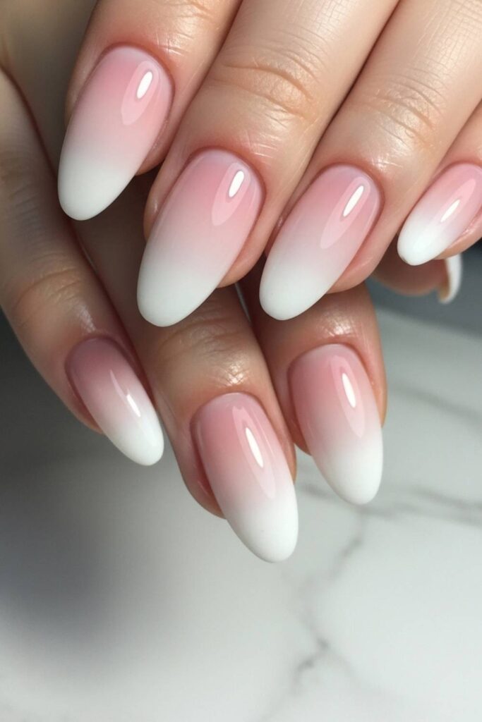 French Ombré Nails  White to Blush Gradient