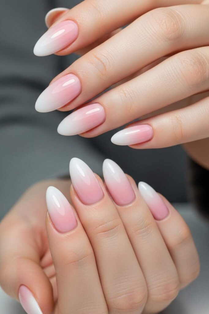 French Ombré with Soft Pink and White Gradient