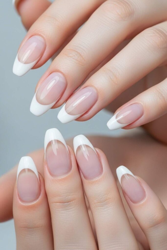 French Tip Redesigned: Floating White Arc on a Glass Base