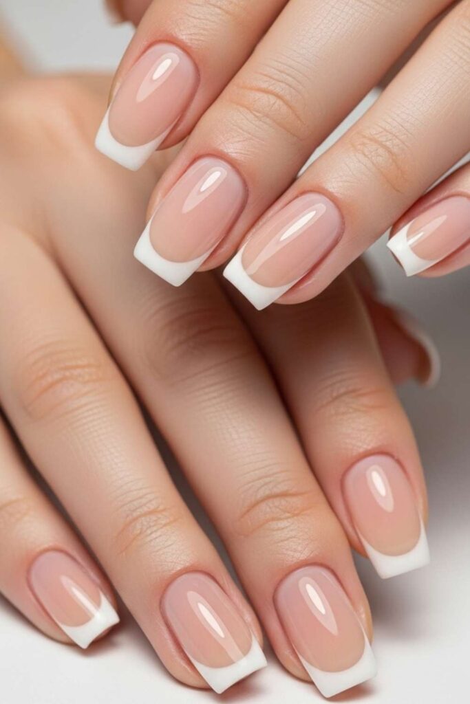 15 Natural Gel Nails Ideas That Look Expensive Without Trying Too Hard 4 French Tip Redesigned with a Sheer Nude Base and Thin White Line