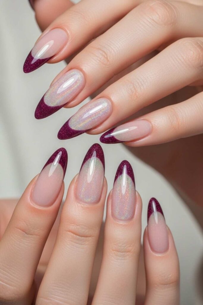 30 Nails That Bring 90s Art Back And Make It Look Better Than Ever 18 Frosted Berry Tips with Holographic Base