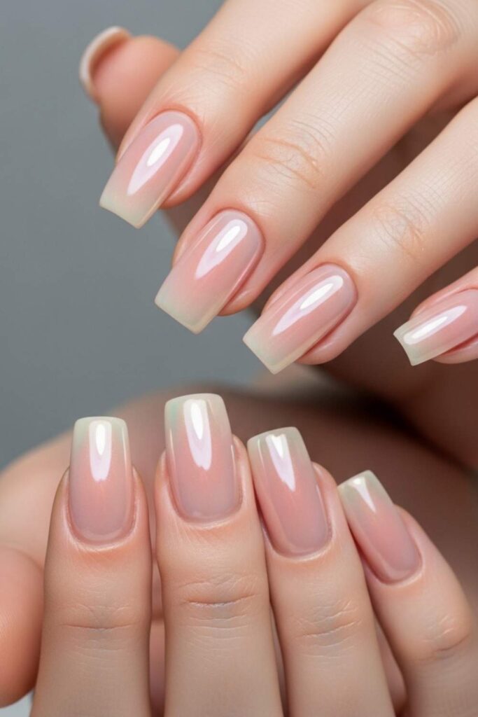 Glazed Donut Chrome on Short Square Nails