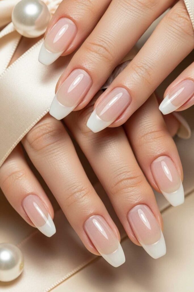 Glazed Donut French with Pearl-White Tips