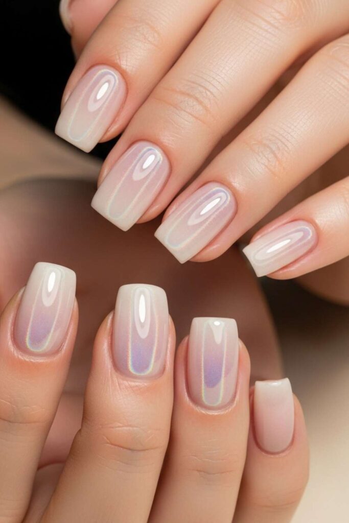 Glazed Donut Nails with Holographic Powder