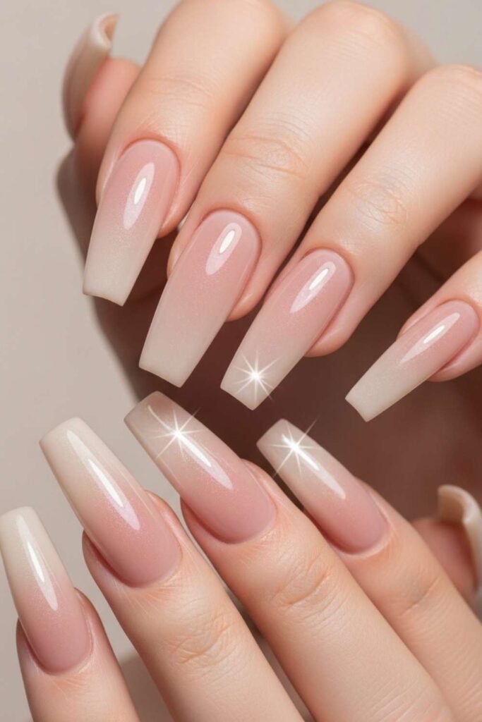 41 Long Acrylic Nail Designs for Baddies That Hit Different in 2026 5 Glazed Donut Nude Acrylics in Extra-Long Coffin Shape