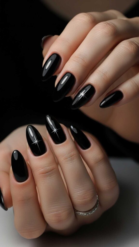 Glossy Black Almonds with Hidden Star Detail