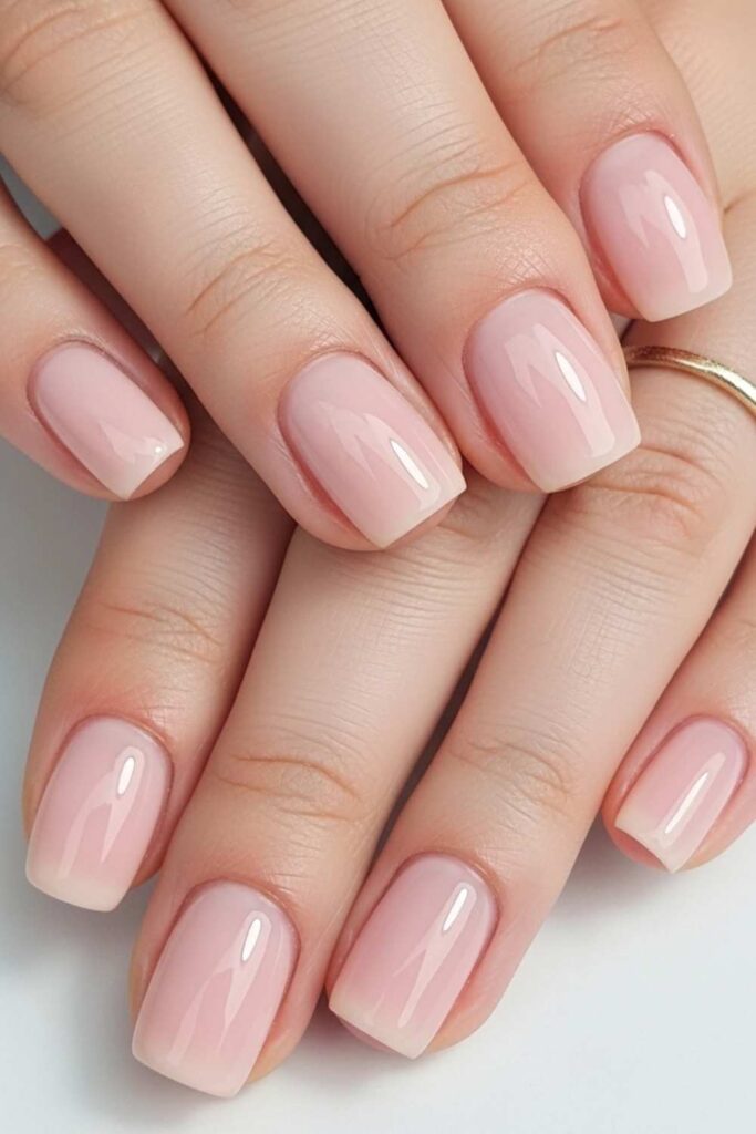 Glossy Cherry Blossom Pink on Round Nails