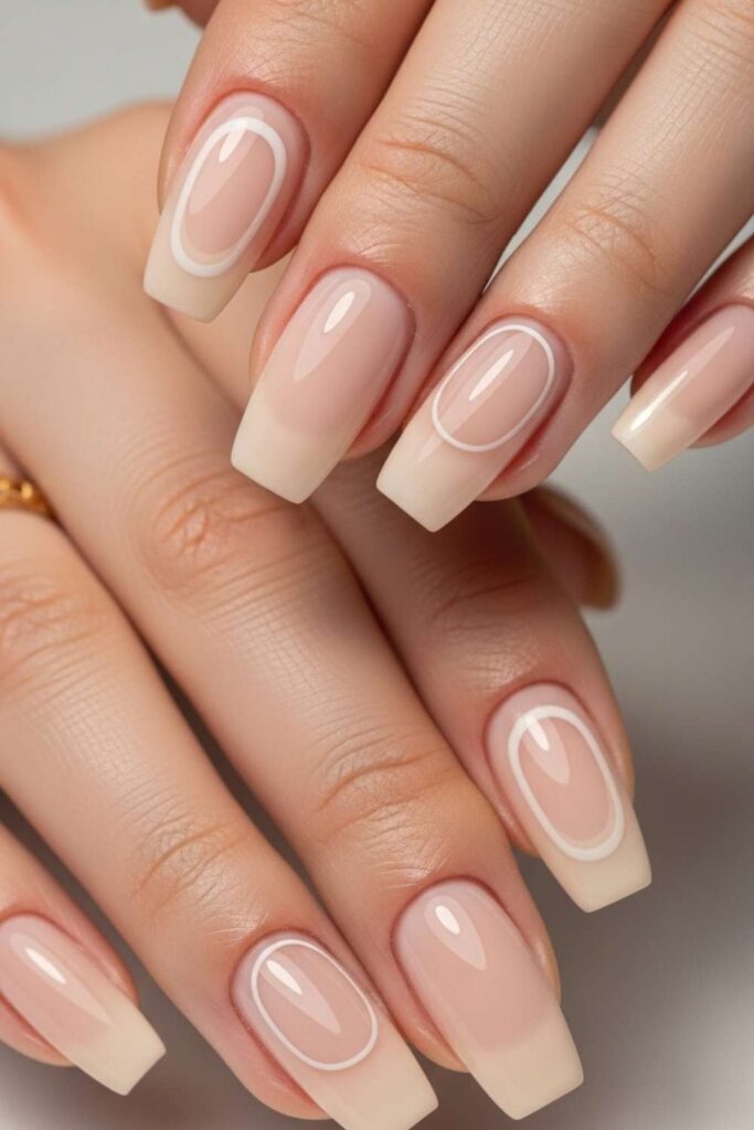 15 Natural Gel Nails Ideas That Look Expensive Without Trying Too Hard 7 Glossy Skin-Tone Base with a Single Negative Space Arc
