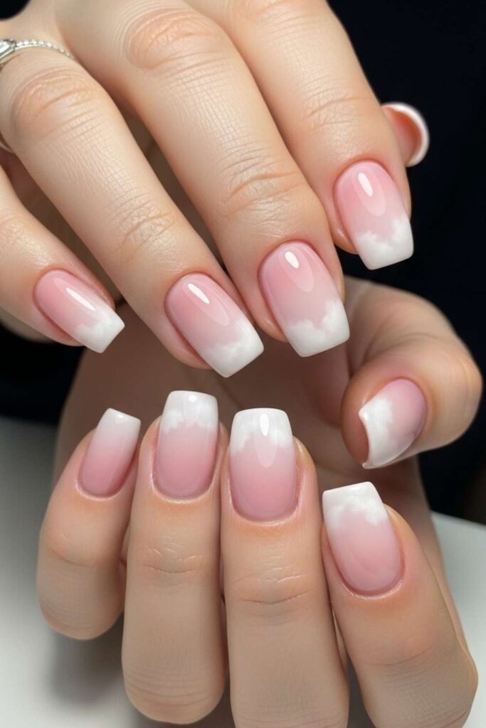 Gradient Soft Pink to White Cloud Ombre