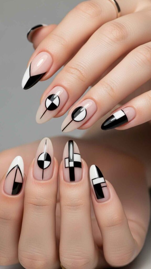 Graphic Black and White Geometric Accent