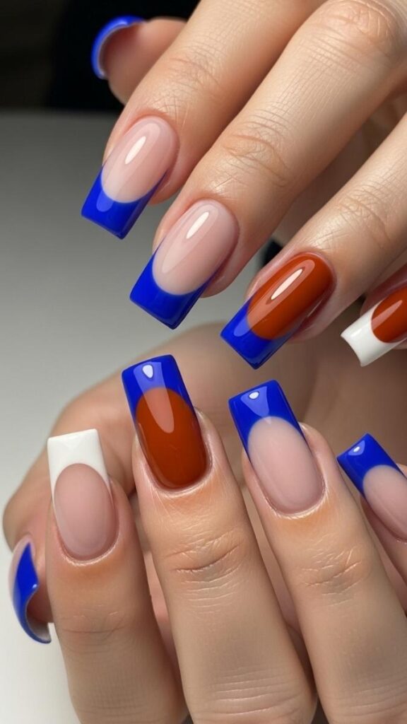 12 White French Tip Nails with Design Ideas That Look Effortlessly Expensive in 2026 23 Graphic Color Block French Tip