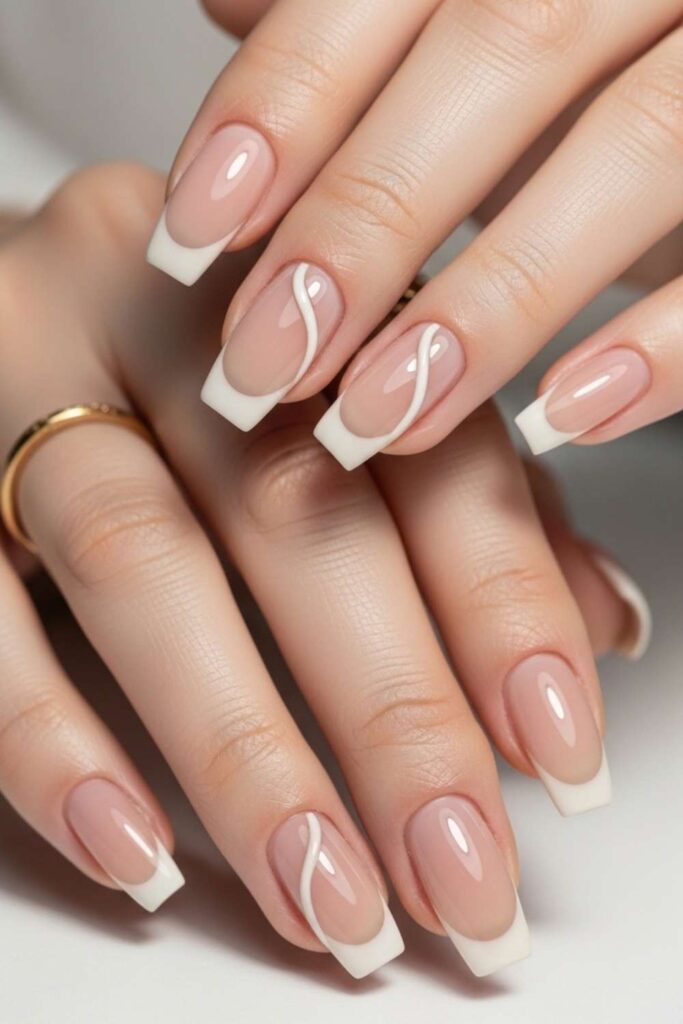 Greige Micro-French with a Twisted Tip