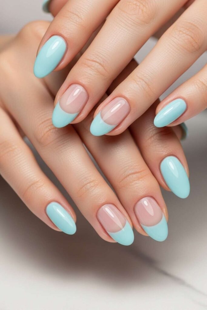 Ice Blue with Negative Space Half-Moon