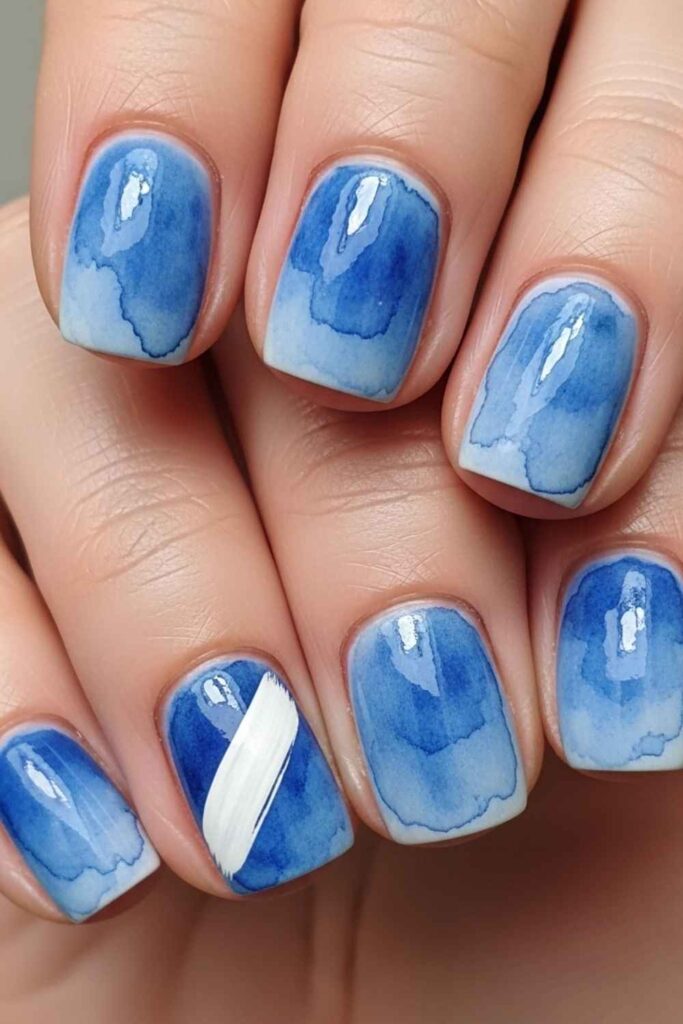 Inkwash Blue with an Abstract Brushstroke